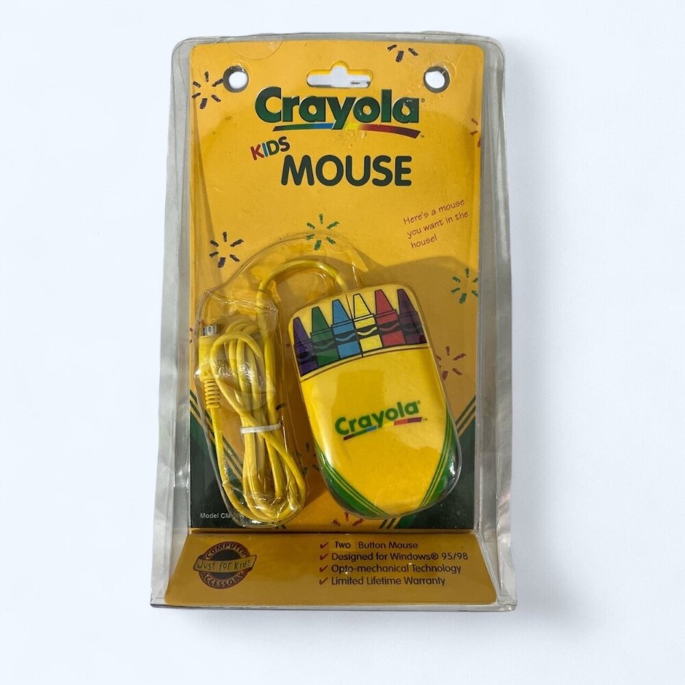 Vintage Crayola Kids Computer Rollerball Mouse CM100 w/ Disk Windows 95-98 NOS!
